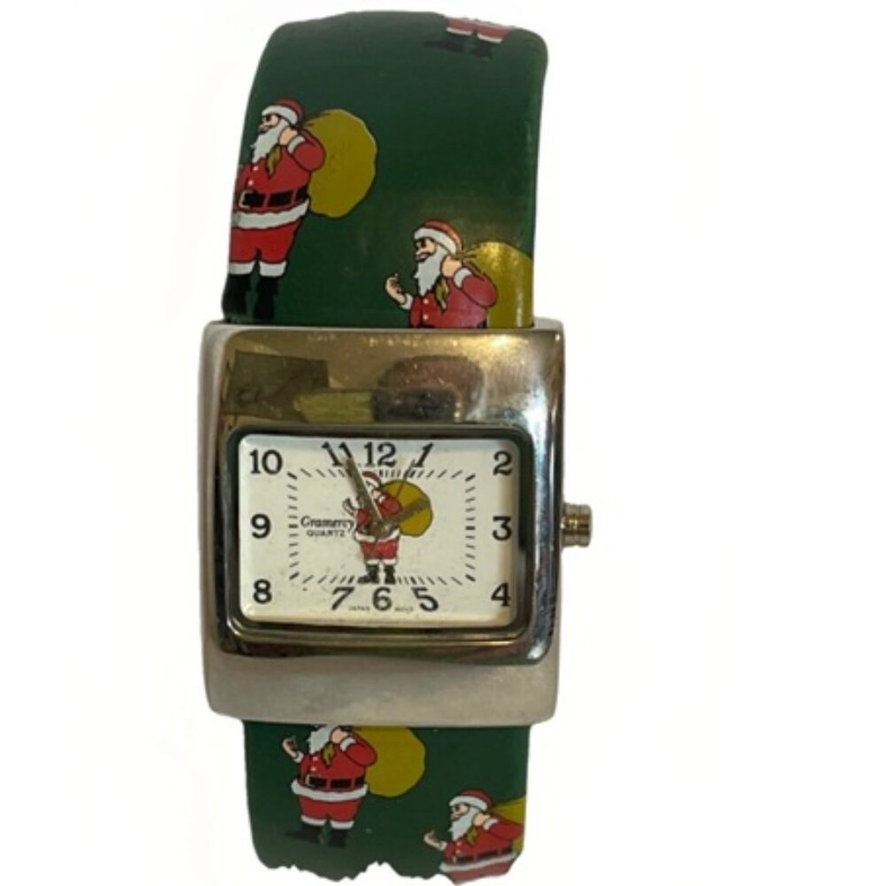 Gramercy Watch Santa Claus Japan Movement Green Accutime Christmas New Battery
